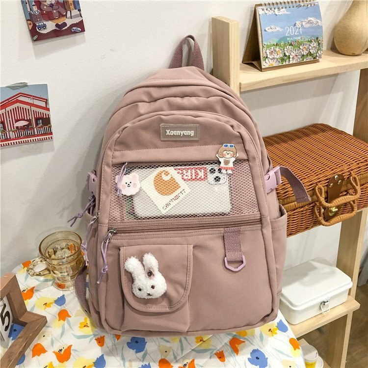 Mochila de moda japonesa para Mujer, mochilas escolares para chicas adolescentes, mochilas de malla de nailon con múltiples bolsillos, Mochila femenina, Bolsa para Mujer