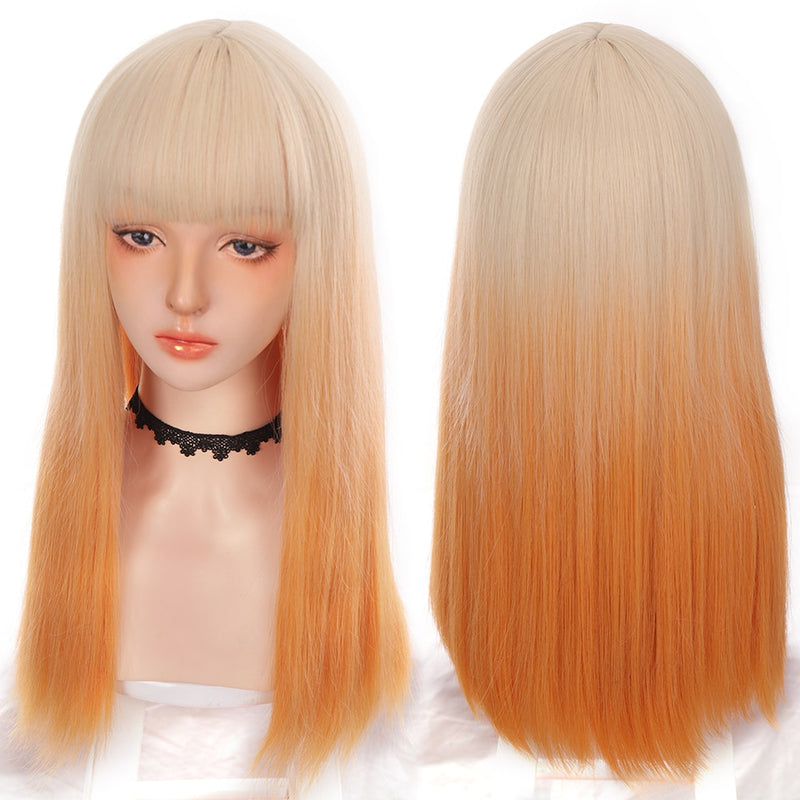 SHANGKE Synthetische Rot Schwarz Blond Weiß Lolita Perücken Für Frauen Lange Gerade Perücke Mit Pony Genshin Impact Cosplay Perücke