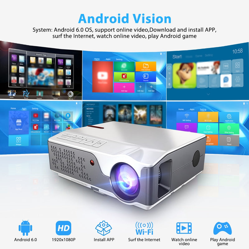 ThundeaL Full HD 1080P Projektor TD96 TD96W Android WiFi LED Proyector Native 1920 x 1080P 3D Heimkino Smartphone Beamer