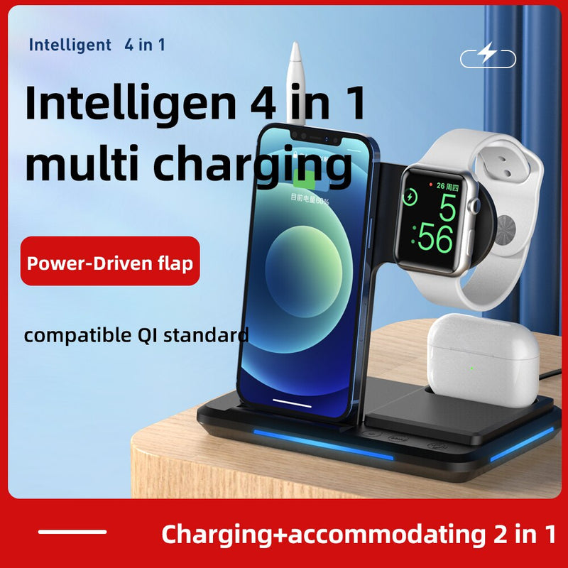 Fast Qi Standard Intelligent 4 in 1 Multi Mob Watch Earphone Apple Pen Charging Together Smart Wireless One-Stop Charge Dock