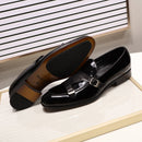 FELIX CHU Marke Lackleder Herren Loafer Hochzeit Kleid Schuhe Schwarz Grün Monk Strap Lässige Mode Herren Slip On Schuhe