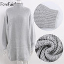 Forefair cuello alto manga larga suéter vestido mujer Otoño Invierno túnica suelta de punto Casual rosa gris ropa vestidos sólidos