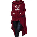 Letter Letters Print Hoodies für Frauen Lange Unregelmäßige Sweatshirts Hoodies Kawaii Femmes Casual 2021 Printing Clothings Street