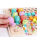 Montessori Educational Wooden Toys Training Clip Ball Sorters Toys For Children 2-6 Years Activity Board Fishing Game Baby Toys