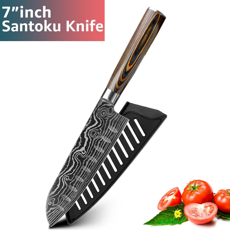 Kitchen Knives Set Stainless Steel 7CR17 Japanese Style Chef Knife Bread Meat Cleaver Paring Kitchen Knife Kitchen Accessories
