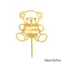 Happy Birthday Cake Topper Acryl Gold Silber Cake Flag Cupcake Topper für Jungen Mädchen Geburtstagsfeier Dekorationen Hochzeit Zubehör