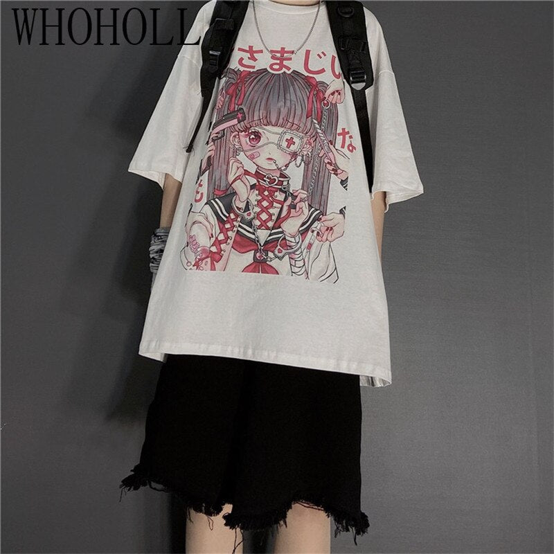Summer Gothic Clothing Sexy Female Loose Women T-shirt Punk Dark Grunge Streetwear Ladies Top Gothic Tshirts Harajuku Clothes