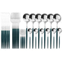 JANKNG 30-teiliges Schwarz-Gold-Geschirr-Set, Edelstahl-Besteck-Set, Kuchengabel, Löffel, Messer, Besteck, Geschirr-Set, Besteck-Set