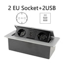 Desktop-Steckdose Tischsteckdose 2 3 DE EU FR-Steckdose mit USB-Aufladung Langsame Pop-up-Abdeckung aus schwarzer silberner Aluminiumlegierung für Besprechungsräume