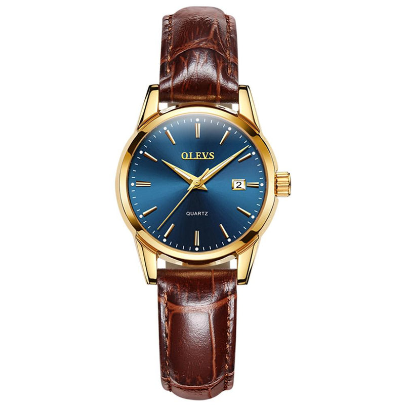 OLEVS Top Brand Quartz Ladies Watches Waterproof Leather Strap Fashion Women Watch Date Clock