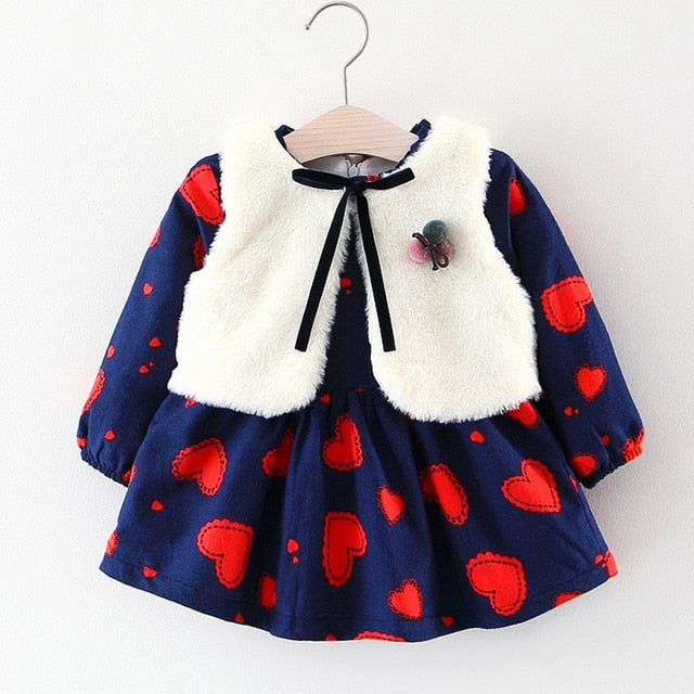 Humor Bear Fall Winter Wear Baby Girls Princess Dress Velvet long-sleeve dress Party Dresses Baby Clothes Baby Clothing