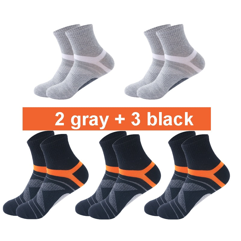 10PCS=5Pair High Quality Cotton New Autumn Men's Socks Running Winter Casual Breathable Active Socks Stripe Sport Socks EUR38-48