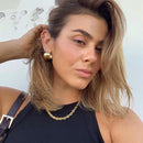 Titan mit 18 Karat Gold Geo Wide Statement Ohrringe Punk Party Kleid Runway T Show Gothic Rare Korean Japan INS Boho Top