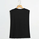 Disney T-Shirt Vintage ärmelloses Schulterpolster Bambi Deer Cartoon Print Harajuku Damen T-Shirt O-Neck Chic Cotton T-Shirt Top Female