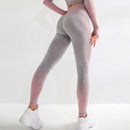 SHINBENE Stretchy Hohe Taille Nahtlose Athletische Sport-Workout-Strumpfhosen Damen Gestreifte Hüfte Verstärkende Lauf-Gym-Fitness-Leggings