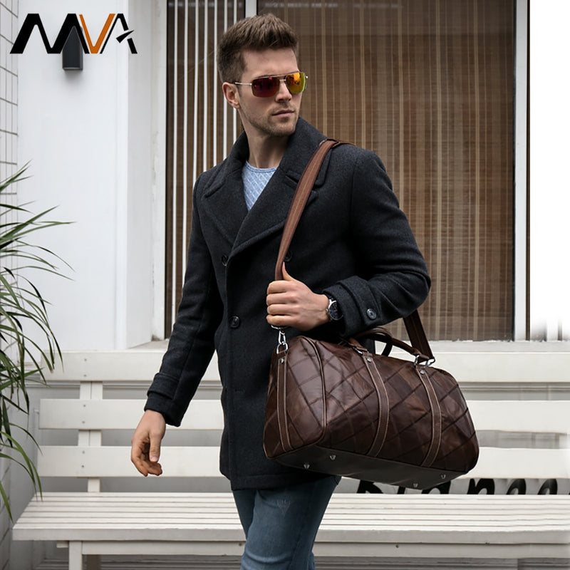 WESTAL leather duffle bag men's travel bag leather vintage weekend bag men's travel bags genuine leather luggage/overnight tote