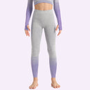 SHINBENE Stretchy Hohe Taille Nahtlose Athletische Sport-Workout-Strumpfhosen Damen Gestreifte Hüfte Verstärkende Lauf-Gym-Fitness-Leggings