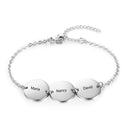 JewelOra Personalized Stainless Steel Round Discs Engraved Bracelets for Women Customized 3 Names Friendship Bracelets & Bangles