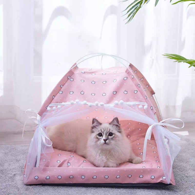 Sweet Princess Cat Bed Faltbares Katzenzelt Hundehaus Bett Kätzchen Hundekorb Betten Cute Cat Houses Home Kissen Pet Kennel Produkte