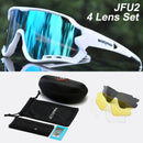 ACEXPNM Polarisierte Mountainbike Fahrradbrille Outdoor Sports Fahrradbrille UV400 4 Linsen Fahrradbrille Herren Damen Sonnenbrille