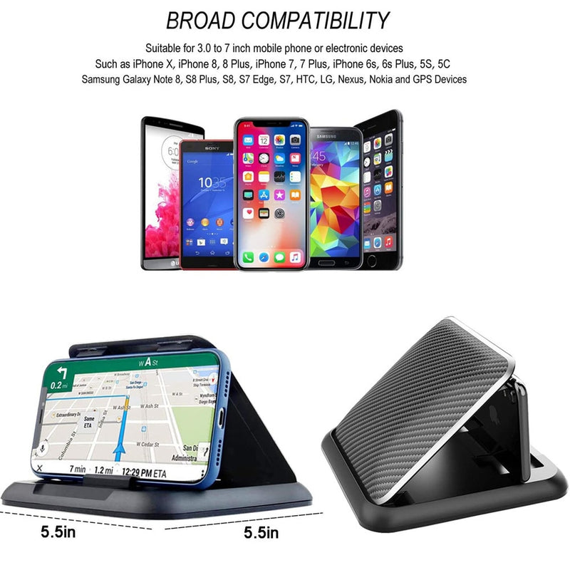 Carbon Fiber Car Phone Holder Dashboard Universal 3 to 7 inch Mobile Phone Clip Mount Bracket For iPhone XR XS MAX GPS Stand