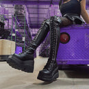 2021 Gothic Punk Fashion Women Thigh Boots Wedges High Heels Platform Over The Knee Boots Female Street Cosplay Autumn Shoes