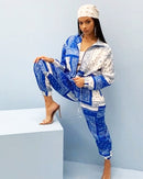 Paisley Bandana Print Zwei 2-teiliges Set Damen Fitness Sweatsuit Zipper Up Sweatshirt + Jogger Pants Set Trainingsanzug Vintage Outfits