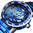 Winner Transparent Diamond Mechanical Watch Skeleton Armbanduhr für Herren Top-Marke Luxusuhren Unisex-Größe Uhr reloj hombre