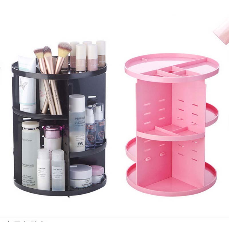 New 360-degree Rotating Makeup Organizer Brush Holder Jewelry Organizer Case Jewelry Makeup Cosmetic Storage Box Shelf