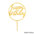 Happy Birthday Cake Topper Acryl Gold Silber Cake Flag Cupcake Topper für Jungen Mädchen Geburtstagsfeier Dekorationen Hochzeit Zubehör