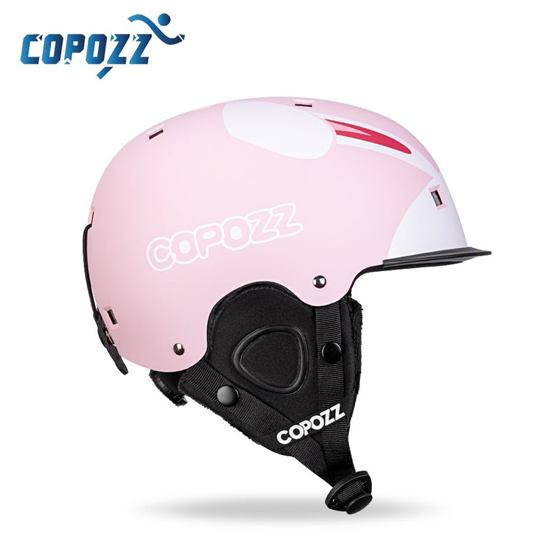 Casco de esquí COPOZZ de dibujos animados para niños, casco de Snowboard de protección para deportes al aire libre moldeado integralmente, equipo de esquí para mujeres