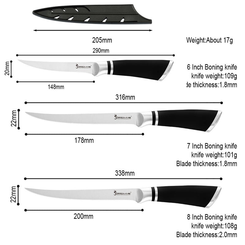 Cuchillo de Chef para deshuesar de 6, 7 y 8 pulgadas, cuchillo de cocina de acero inoxidable para hueso, carne, pescado, frutas, verduras, salmón, Sushi, pequeño fileteado crudo
