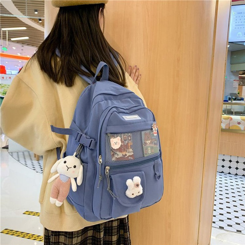 Japanese Fashion Backpack Women School Bags For Teenage Girls Multipockets Mesh Nylon Backpacks Mochila Feminina Bag Bolsa Mujer