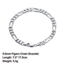 Effie Queen Italien Echt 925 Silber Diamantschliff Figaro Kette Halskette 5mm breit 40-60cm lang Frau Mann Halskette Schmuck Geschenk SC34