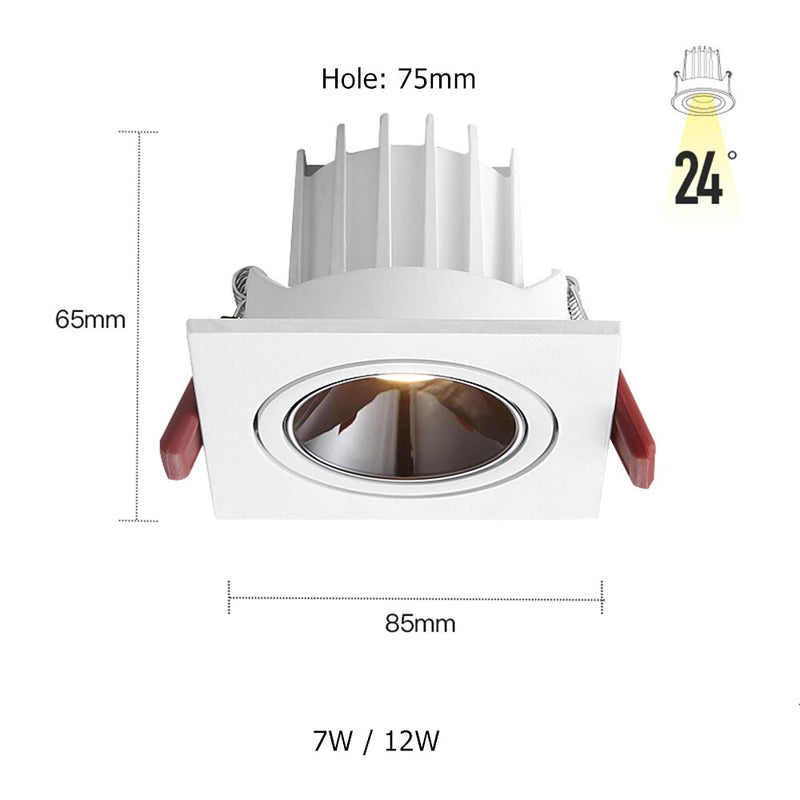 Einzel- / Doppelkopf-LED-Deckeneinbau-Downlight 24W 7W LED-Punktbeleuchtung Blendfreier COB-Punktlicht LED-Innenleuchte