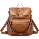 Retro Large Backpack Women PU Leather Rucksack Women&