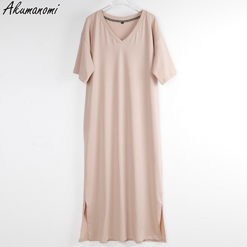 Übergroßer V-Ausschnitt Plus Size Damen Maxikleid 4xl 5xl 6xl 7xl 8xl 9xl 10xl Sommer Beiläufige Lose Lange Koreanische Harajuku Boho Kleider