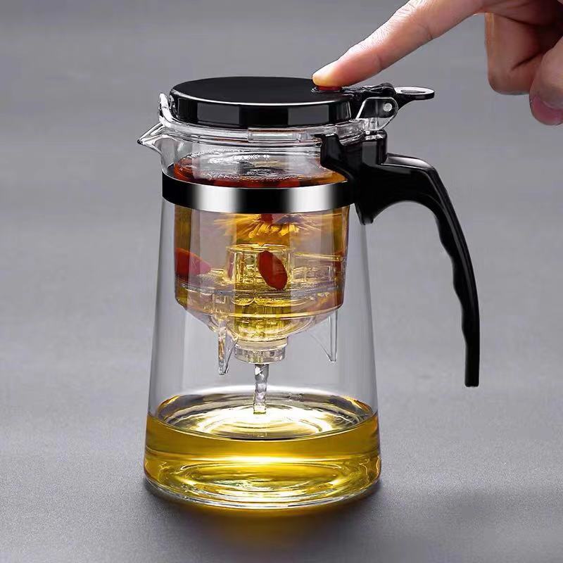 Teekannen Hitzebeständige Glas Teekanne Tee-Ei Chinesisches Kung Fu Tee-Set Wasserkocher Kaffeeglasmaschine Praktische Büro-Tee-Sets