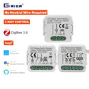 GIRIER Tuya ZigBee 3.0 Smart Light Switch Module Kein Neutralleiter erforderlich Funktioniert mit Alexa Google Home Support 2-Wege-Steuerung
