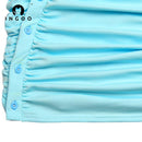 INGOO Plissee Slim Umlegekragen Hemdkleid Damen Casual Langarm Button Up Minikleider Bodycon Solid Elegant Streetwear