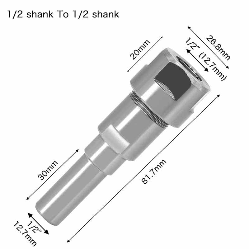 1/4 "8mm 12mm 1/2" Schaft Fräser Verlängerungsstange Konverter Spannzange Graviermaschine Zubehör für Holzfräser