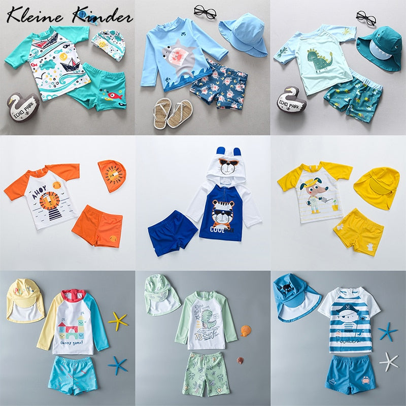 Swimwear for Children 3 Pieces Long Sleeve Swimsuit Kids Sun UV Protection Baby Bathing Clothes Child Toddler Swimming Suit Boys