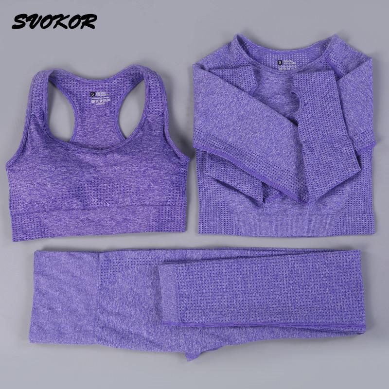 SVOKOR Yoga Set Women Seamless Dot Fitness Clothing Printing Workout Sport Wear Gym Push Up Leggings Bra Sport Suit