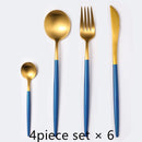 24 teile/satz Steakmesser Gabel Kaffeelöffel Teelöffel Goldbesteck Küche Geschirr Gehobenen Edelstahl Western Geschirr Set