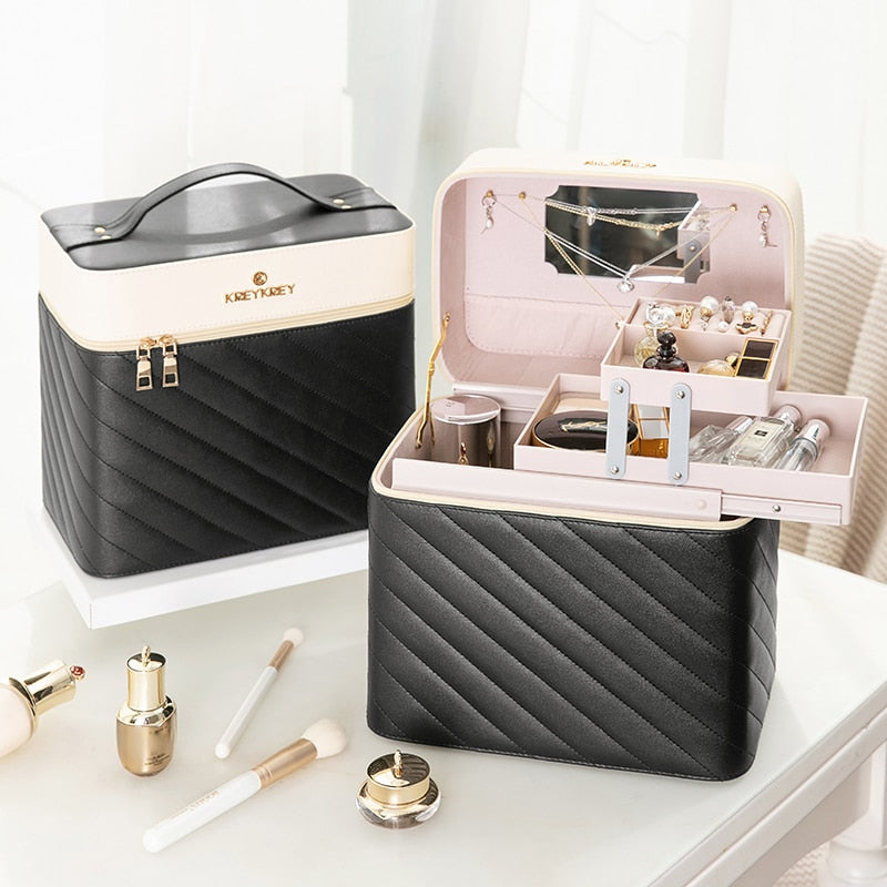 New Makeup Bag Fashion Toiletry Cosmetic  Storage Box Portable travel Make Up Suitcase