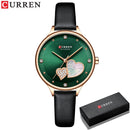 CURREN Uhren Damenmode Leder Quarz Armbanduhr Charming Strass Weibliche Uhr Zegarki Damskie