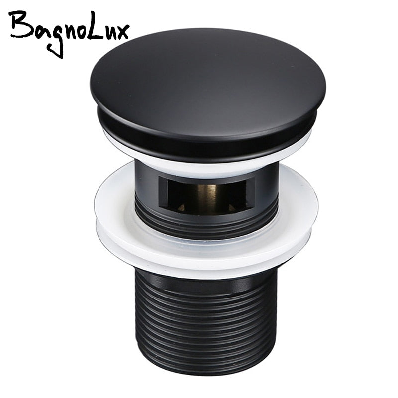 Bathroom Basin Sink Pop-Up Drain Waste Stopper Bathroom Faucet Accessories Solid Brass Material Black Chrome Rose Brushed Gold