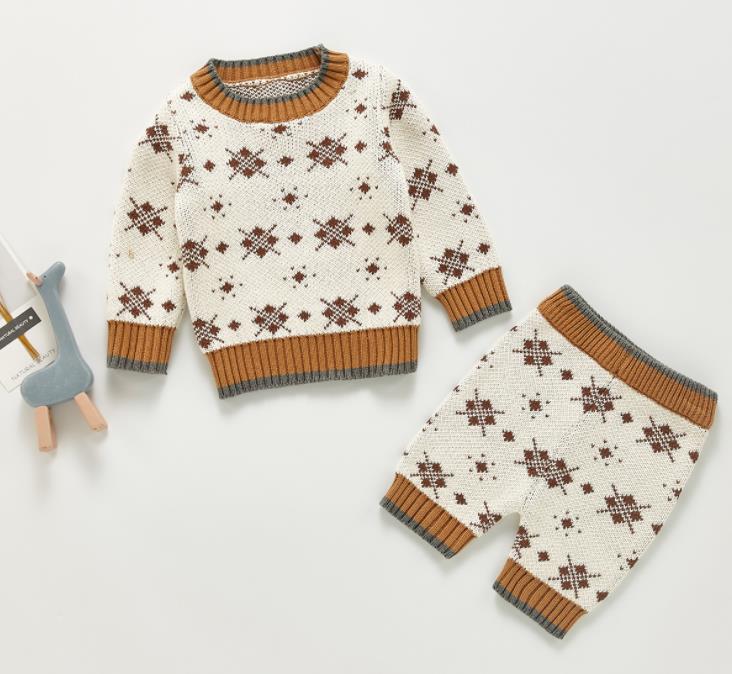 Brand Cotton Boys Girls Baby Knit Sweater Cardigan + Shorts Suit New 2021 Autumn Winter Children Clothing Baby Clothes Suit