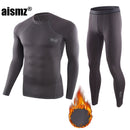 Aismz Thermo-Unterwäsche-Sets für Herren, schnell trocknend, antimikrobiell, Stretch, Thermo-Kompressions-Fleece, Schweiß, Fitness, warme lange Unterhosen