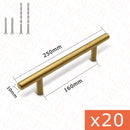 NAIERDI 20 STÜCKE Edelstahl T-Bar Möbelgriff Gebürstetes Gold Küchengriff Schwarzer Schrankgriff mit schneidbarer Bambusschraube